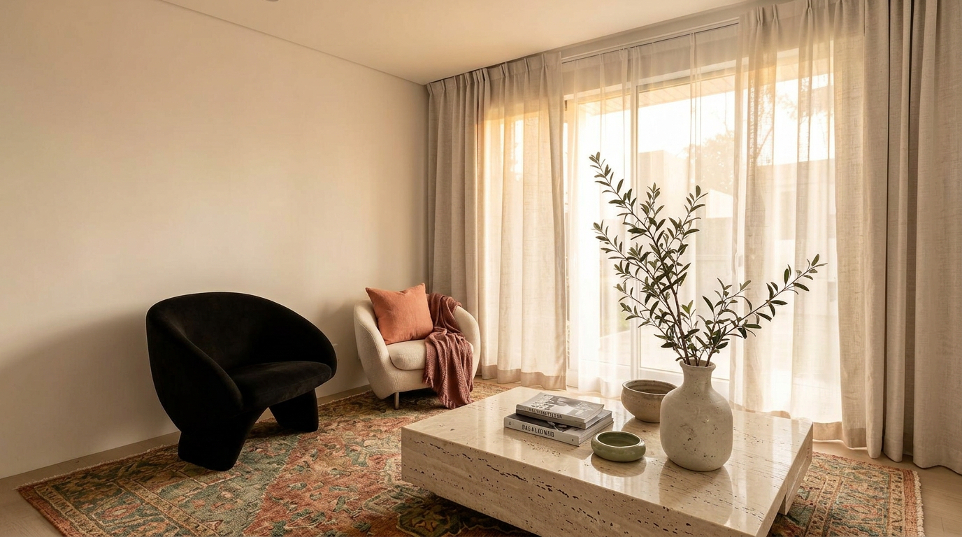 Bright contemporary Perth living room styled by Lindy De Waal Interiors